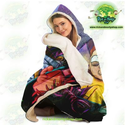 Funny Rick And Morty Hooded Blanket - Aop