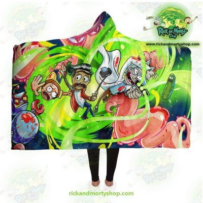 New Rick And Morty 3D Hooded Blanket Fashion Adult / Premium Sherpa - Aop