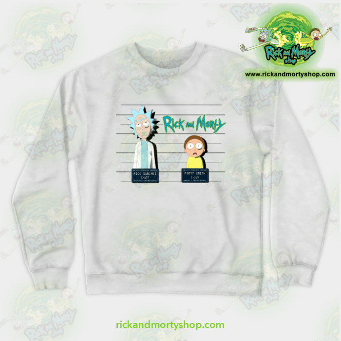 Rick And Morty Mugshot Crewneck Sweatshirt White / S Athletic - Aop