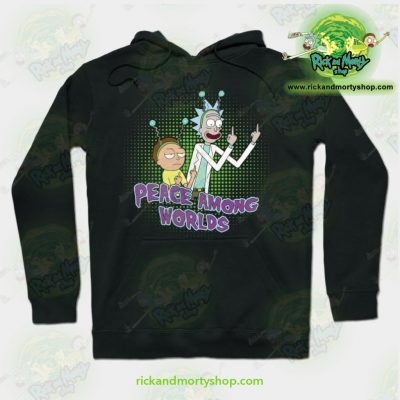 Rick And Morty Peace Among Worlds Hoodie Black / S Athletic - Aop