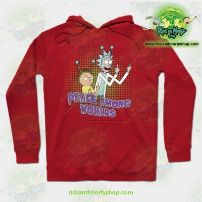 Rick And Morty Peace Among Worlds Hoodie Red / S Athletic - Aop