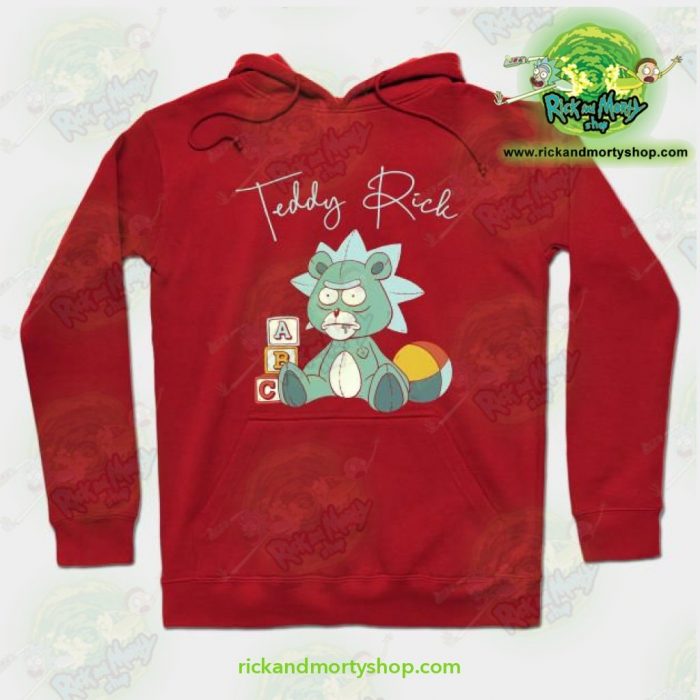 Rick And Morty Teddy Hoodie Red / S Athletic - Aop