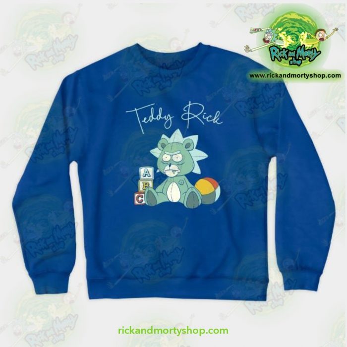Rick & Morty Teddy Crewneck Sweatshirt Blue / S Athletic - Aop
