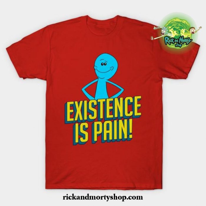Existence Is Pain Classic Mr. Meeseeks Comic Block Letters T-Shirt Red / S
