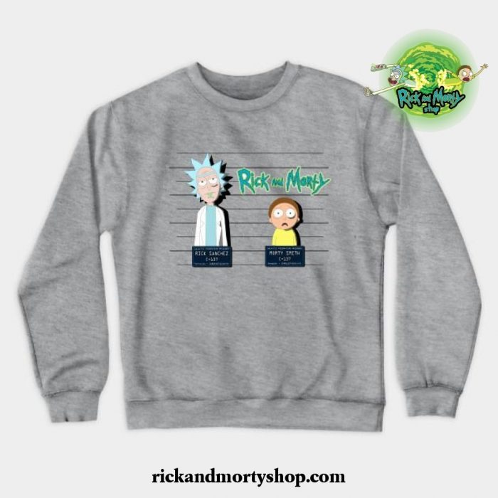 Rick And Morty Mugshot Crewneck Sweatshirt Gray / S