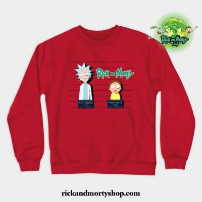 Rick And Morty Mugshot Crewneck Sweatshirt Red / S