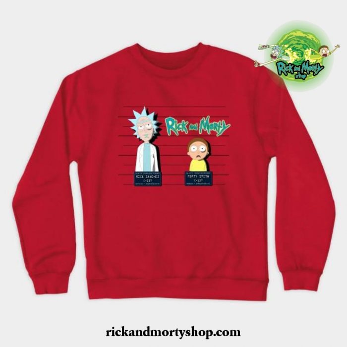 Rick And Morty Mugshot Crewneck Sweatshirt Red / S