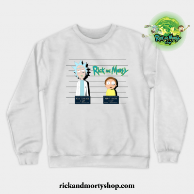 Rick And Morty Mugshot Crewneck Sweatshirt White / S