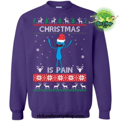 Christmas Is Pain Rick And Morty Sweater S / Blue