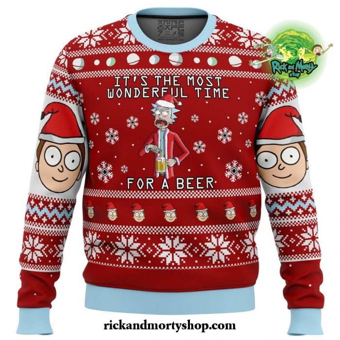 Rick And Morty Time For A Beer Ugly Christmas Sweater