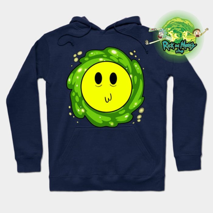 Happy Morty Face Hoodie Navy Blue / S