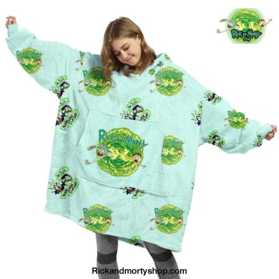 Rick And Morty Blue Mint 3D Oversized Fleece Hoodie