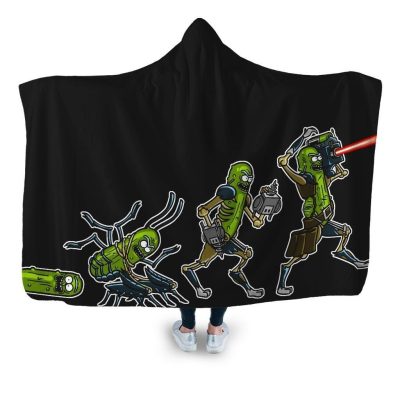 pickle evolution outl hooded blanket coddesigns adult premium sherpa 137 - Rick And Morty Shop