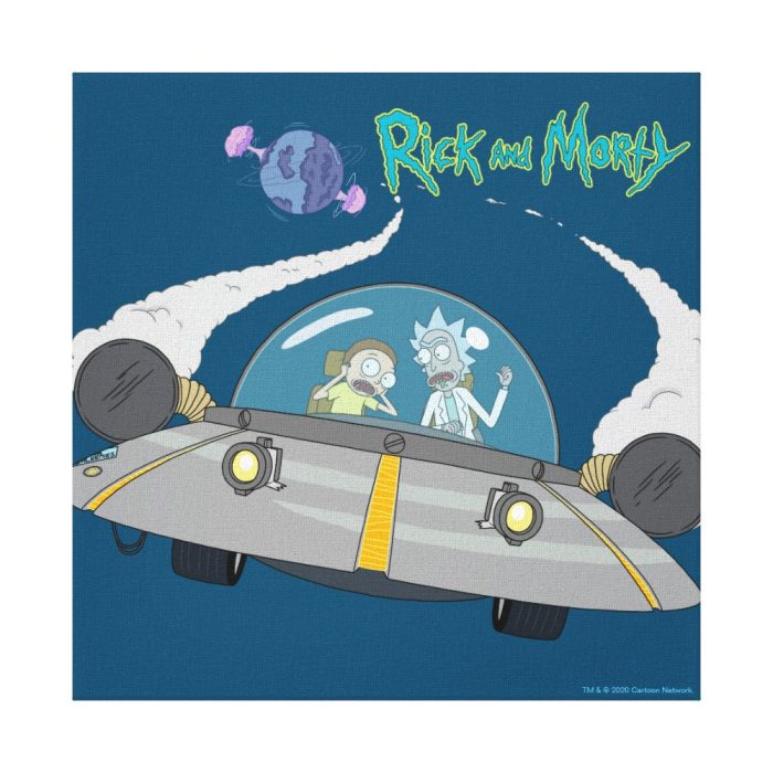 rick and morty flying off in space ship canvas print - Rick And Morty Shop