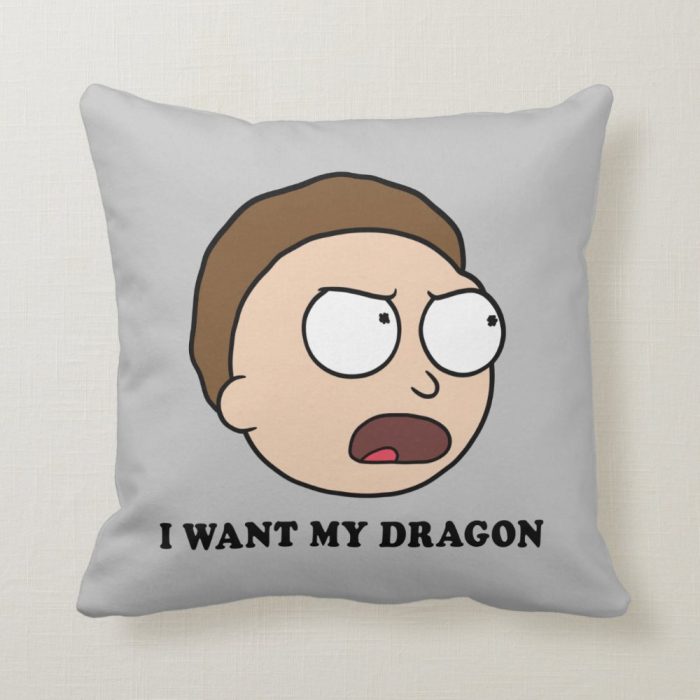 rick and morty i want my dragon throw pillow r4bf88f6d0093414bbb96c1ec387e7147 6s309 8byvr 1000 - Rick And Morty Shop