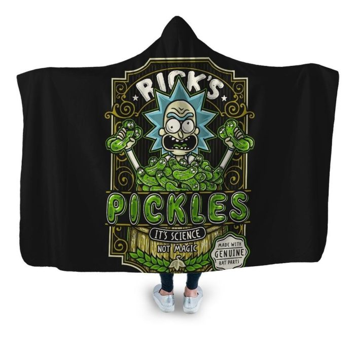 ricks pickles hooded blanket coddesigns adult premium sherpa 156 - Rick And Morty Shop