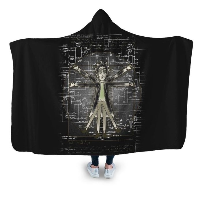 vitruvian rick hooded blanket coddesigns adult premium sherpa 781 - Rick And Morty Shop