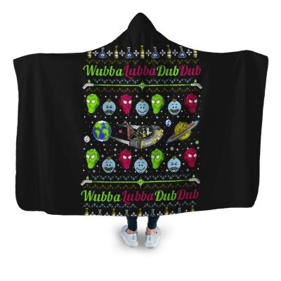 wubba lubba sweater hooded blanket coddesigns adult premium sherpa 752 - Rick And Morty Shop