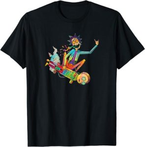 Rick and Morty Psychedelic Rick with Skateboard Morty T-Shirt