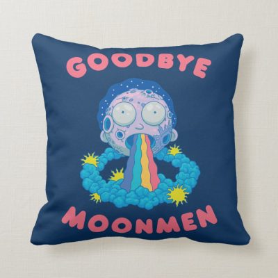 Rick and Morty Goodbye Moonmen Throw Pillow