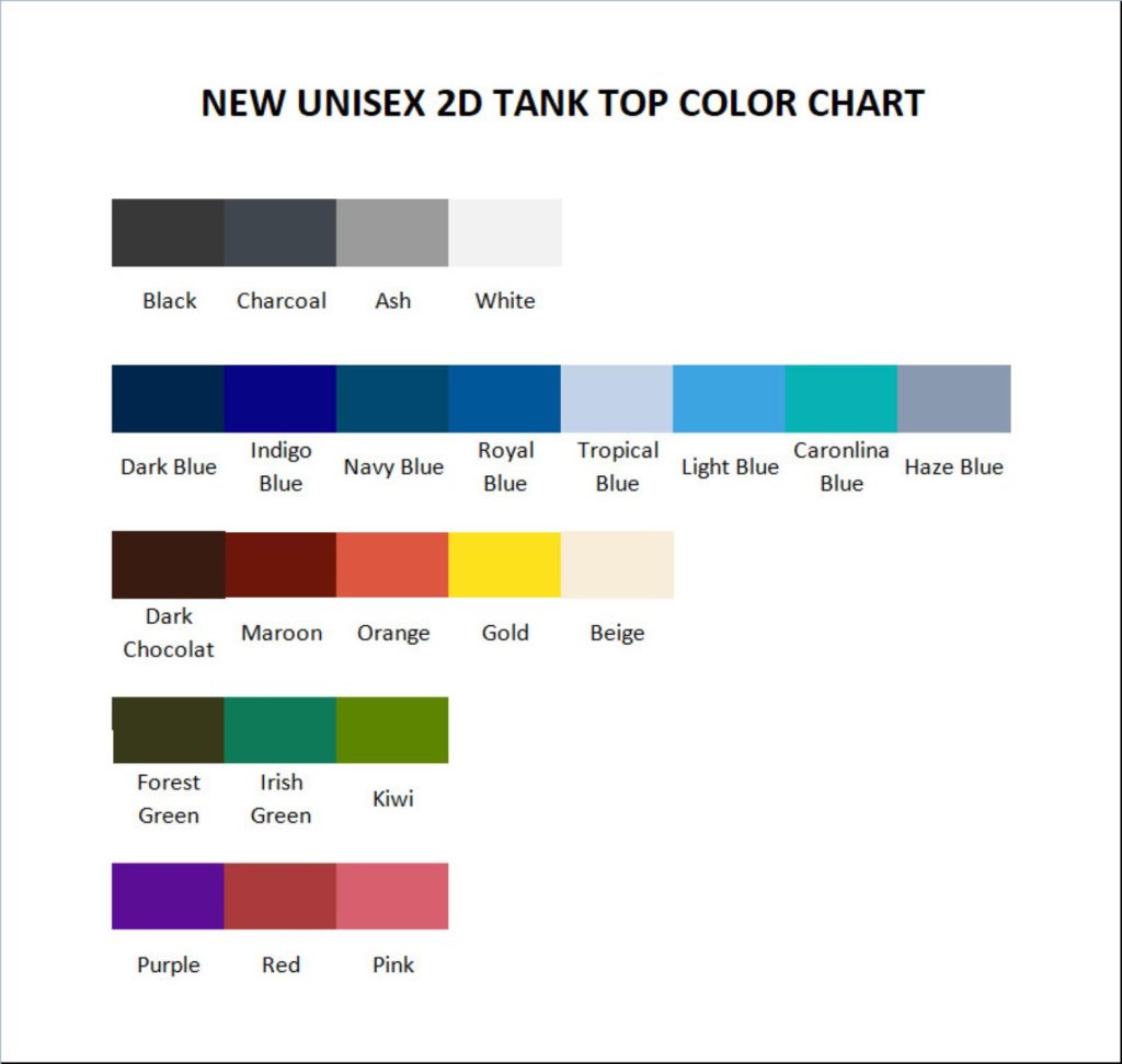 tank top color chart - Rick And Morty Shop