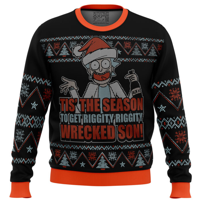 Rick and Morty Tis The Season Ugly Christmas Sweater FRONT mockup - Rick And Morty Shop