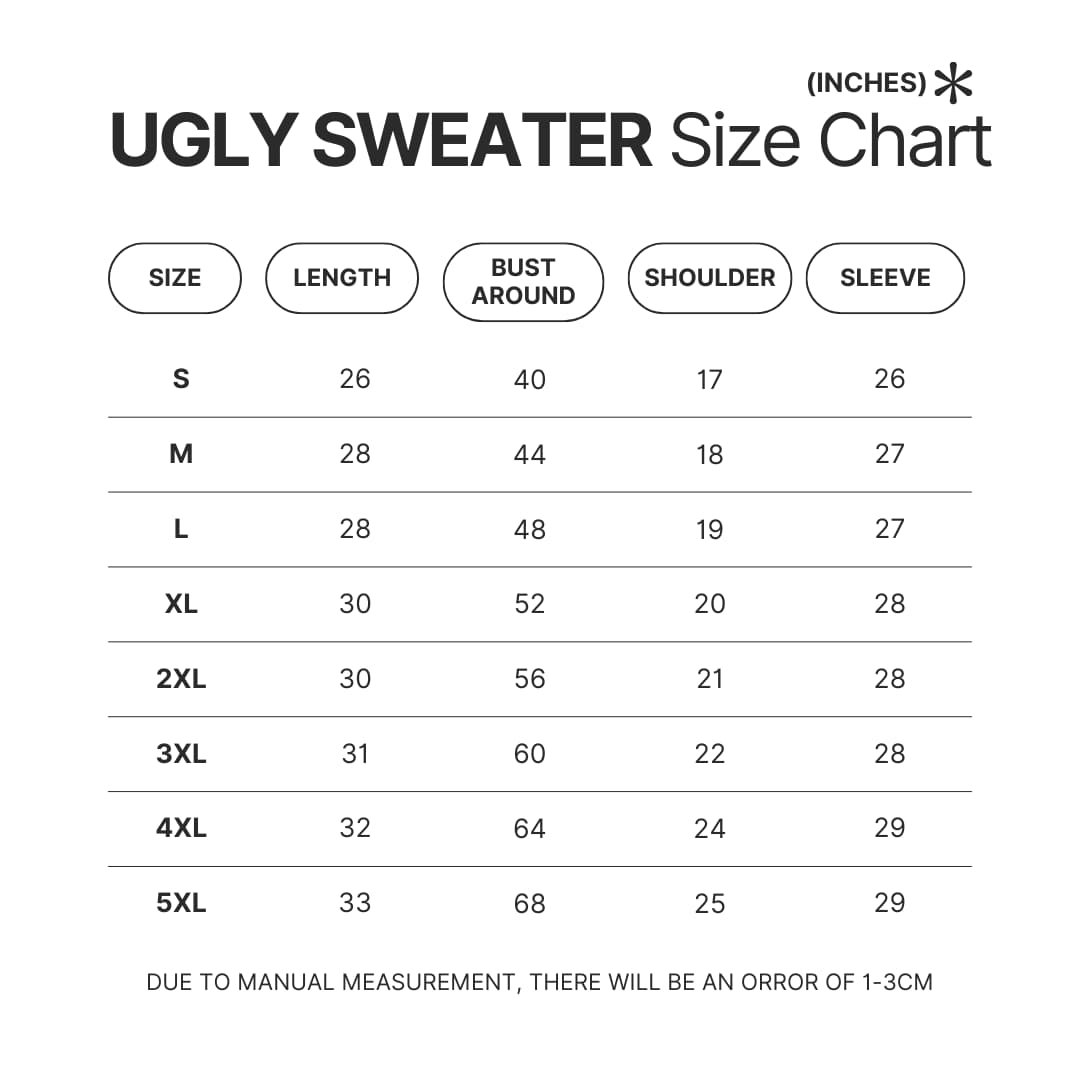 Ugly Sweater Size Chart - Rick And Morty Shop