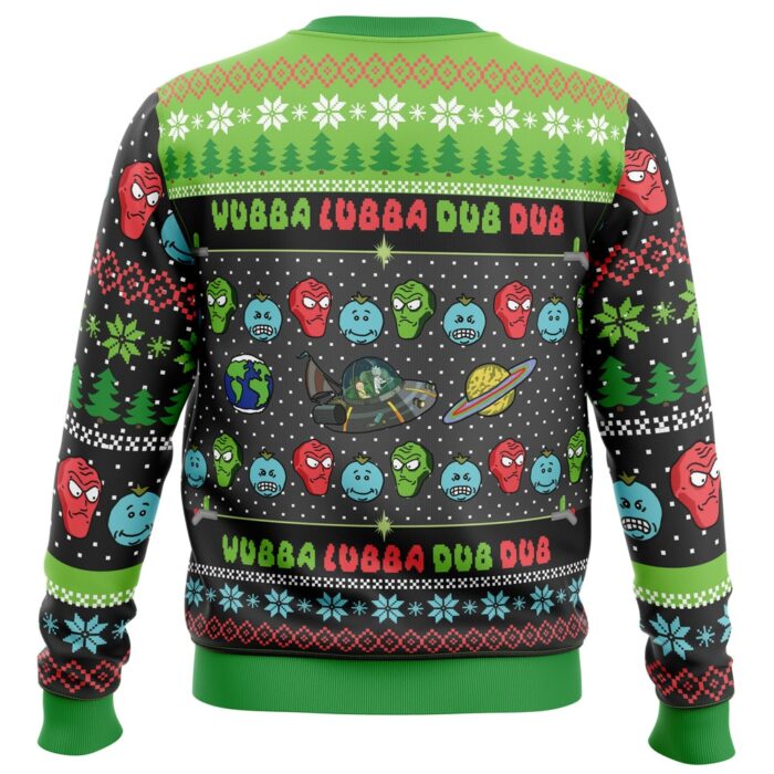 Wubba Lubba Rick and Morty PC Ugly Christmas Sweater back mockup - Rick And Morty Shop